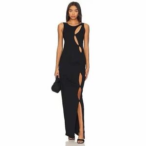 NEW Revolve Bumpsuit Maternity Black Cut-Out Maxi Dress